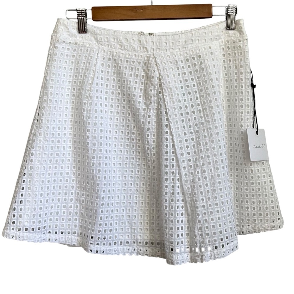Unpublished Jordana Pleated‎ A-line Mini Skirt Women SZ Medium White Cottagecore